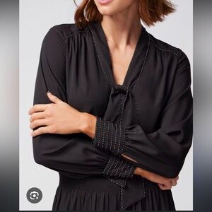 Long Sleeve Beaded Smocked Blouson Dress